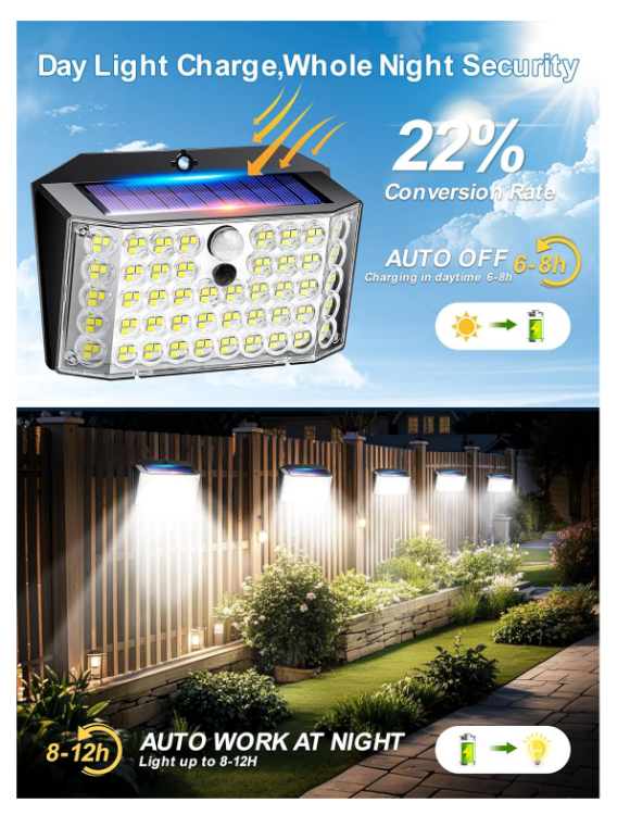 Picture of Solar Security Lights Outdoor – 246 LED, Motion Sensor, 270° Wide Angle, IP65 Waterproof, 3 Lighting Modes – Perfect for Garden & Driveway