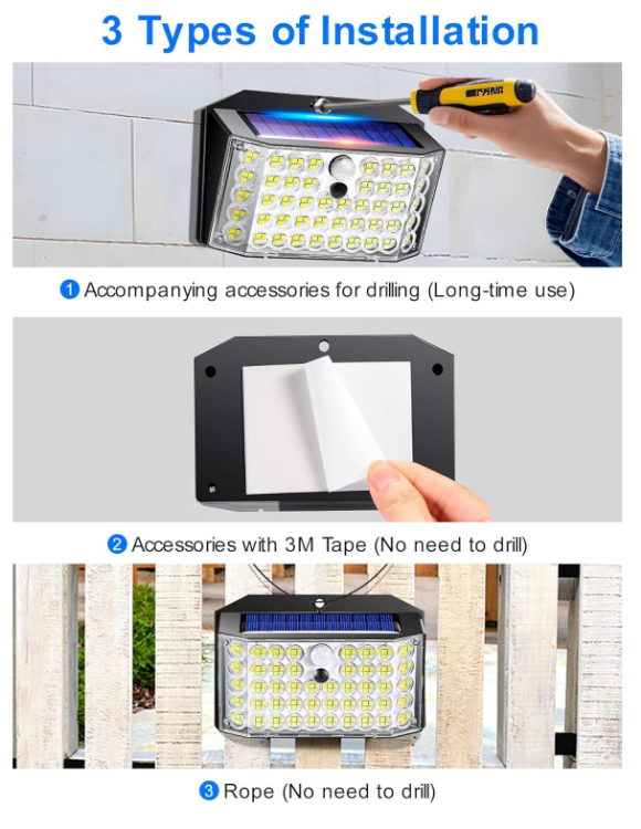 Picture of Solar Security Lights Outdoor – 246 LED, Motion Sensor, 270° Wide Angle, IP65 Waterproof, 3 Lighting Modes – Perfect for Garden & Driveway