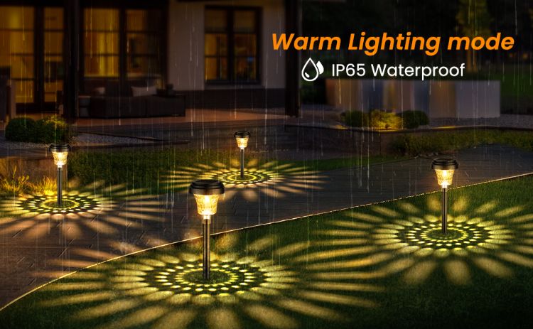 Picture of Solar Garden Lights Outdoor – 8 Pack Warm White & RGB Solar Stake Lights, Waterproof, Ultra-Bright for Yard, Lawn, and Landscape Decor