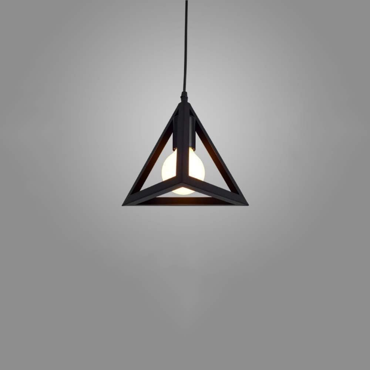 Picture of Vintage Industrial Triangle Loft Pendant Light, Adjustable Height E27 Nordic Ceiling Lamp for Home, Office, Bar, and Club Lighting