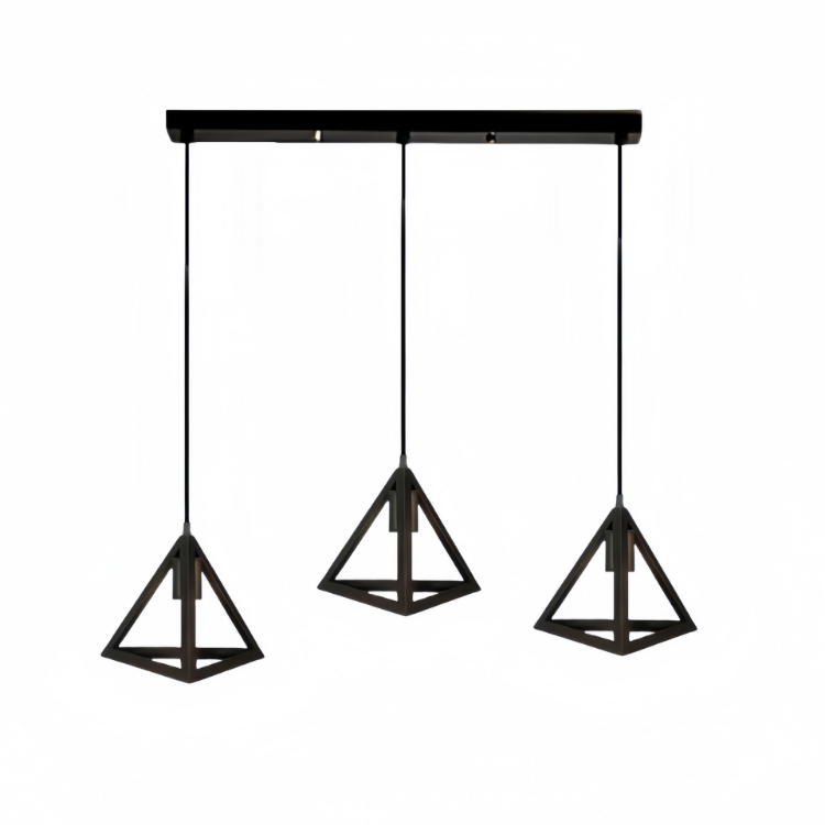 Picture of Vintage Industrial Triangle Loft Pendant Light, Adjustable Height E27 Nordic Ceiling Lamp for Home, Office, Bar, and Club Lighting