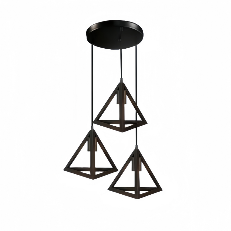 Picture of Vintage Industrial Triangle Loft Pendant Light, Adjustable Height E27 Nordic Ceiling Lamp for Home, Office, Bar, and Club Lighting