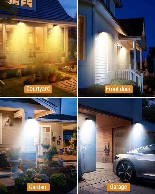 Picture of Security Lights Outdoor Motion Sensor – 24W LED Spotlight, 3000K-6500K Adjustable Color Temperature, 3 Light Modes, IP65 Waterproof for Garage, Garden, and Yard