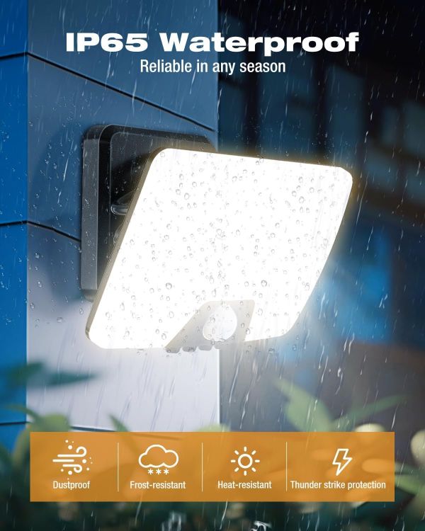 Picture of Security Lights Outdoor Motion Sensor – 24W LED Spotlight, 3000K-6500K Adjustable Color Temperature, 3 Light Modes, IP65 Waterproof for Garage, Garden, and Yard