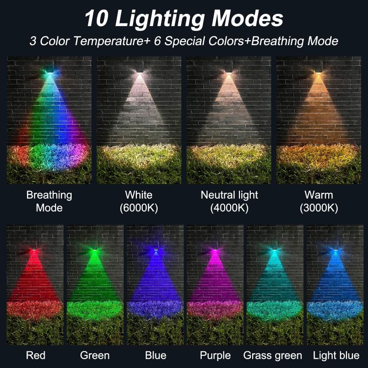 Picture of Solar Fence Lights Outdoor – 10 Color Modes, Waterproof, Solar-Powered Garden Lights for Deck, Patio, Gate, and Yard Decor – 4 Pack