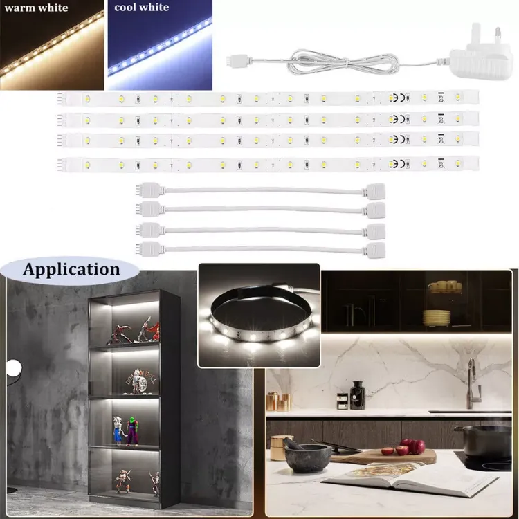 Picture of 4-Pack LED Under Cabinet Strip Lights – Plug-In, Linkable Kitchen Cupboard & Counter Lighting