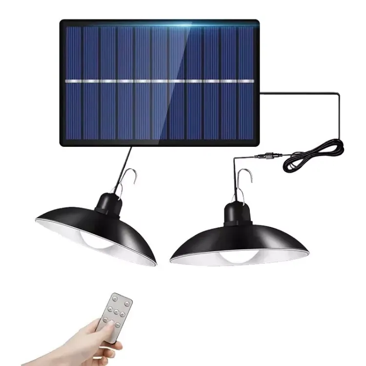 Picture of 2-Head LED Solar Pendant Lights – Dual Hanging Lamps for Garden, Yard, Shed & Outdoor Spaces