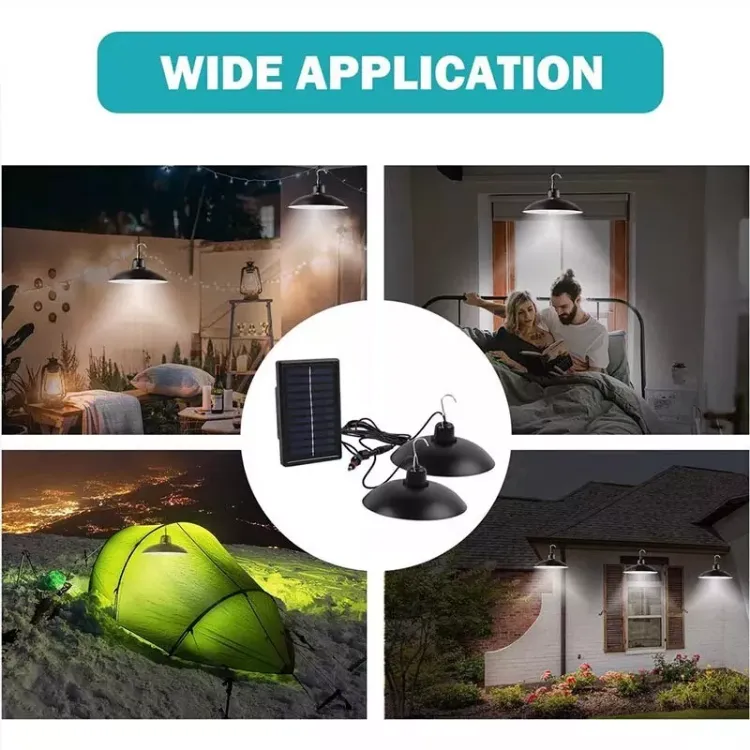 Picture of 2-Head LED Solar Pendant Lights – Dual Hanging Lamps for Garden, Yard, Shed & Outdoor Spaces