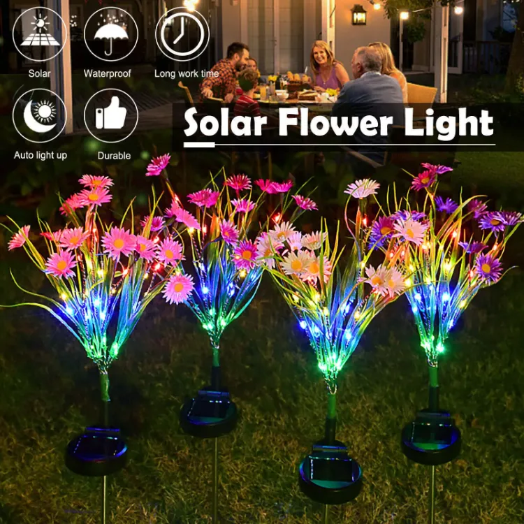 Picture of Solar-Powered LED Flower Stake Lights – Waterproof Garden Landscape Decor Lamps (2-Pack)