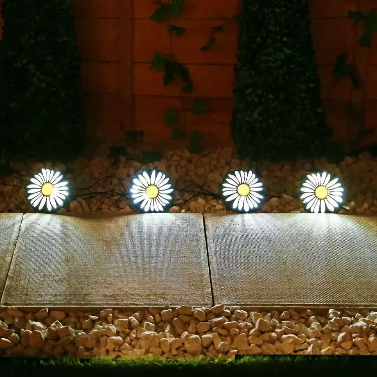 Picture of  4-Pack Solar-Powered LED Daisy Lights – Super Bright Outdoor Walkway & Garden Decorative Lamps