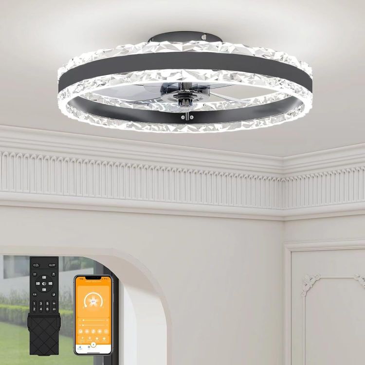 Picture of LED Ceiling Fan with Lights – 40cm Modern Design, 6 Speeds, 3000K-6500K Dimmable Light, Remote Control for Bedroom, Living Room, and Dining Room