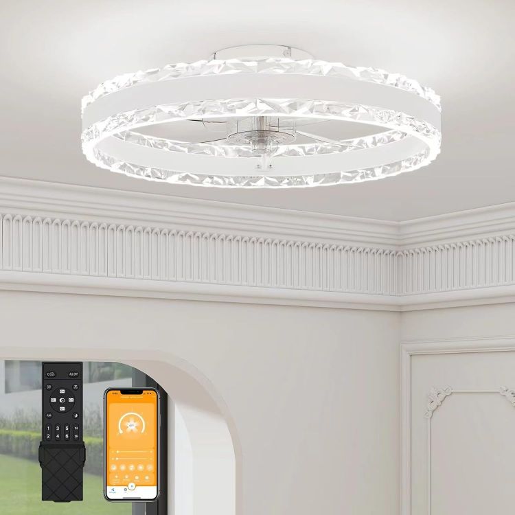 Picture of LED Ceiling Fan with Lights – 40cm Modern Design, 6 Speeds, 3000K-6500K Dimmable Light, Remote Control for Bedroom, Living Room, and Dining Room