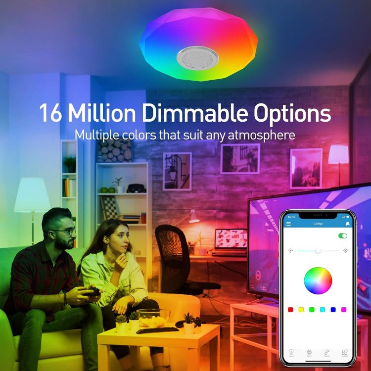 Picture of RGB Bluetooth Ceiling Light – 36W Dimmable LED with Built-in Speaker, Remote/App Control, Perfect for Bathroom, Kitchen, Lounge, Living Room, and Kid's Room