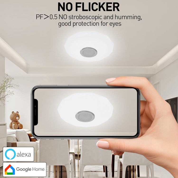 Picture of RGB Bluetooth Ceiling Light – 36W Dimmable LED with Built-in Speaker, Remote/App Control, Perfect for Bathroom, Kitchen, Lounge, Living Room, and Kid's Room