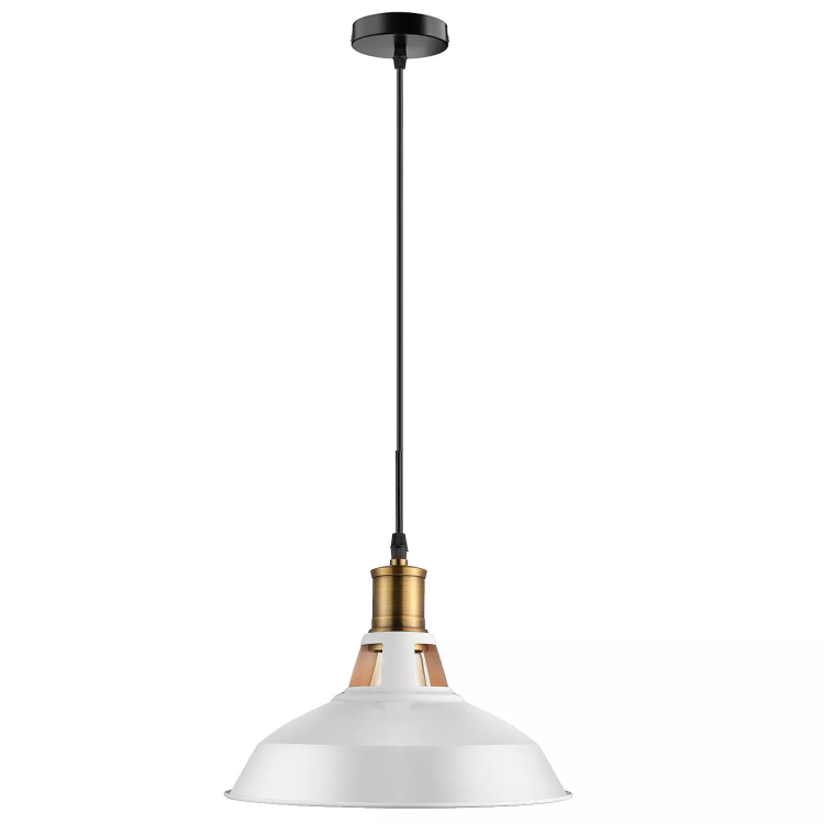 Picture of Vintage Industrial Ceiling Pendant Light – Retro Metal Hanging Lamp Shade for Kitchen, Dining Room, Café, Bar, and Loft – E27 Bulb Compatible, Adjustable PVC Cord, Durable Metal Finish, 110V-250V