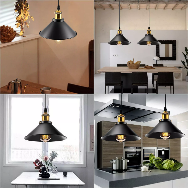 Picture of LED Modern Ceiling Pendant Light - Industrial Vintage Hanging Lamp with E27 Base for Dining Room, Kitchen, Bar, and Cafe Decor