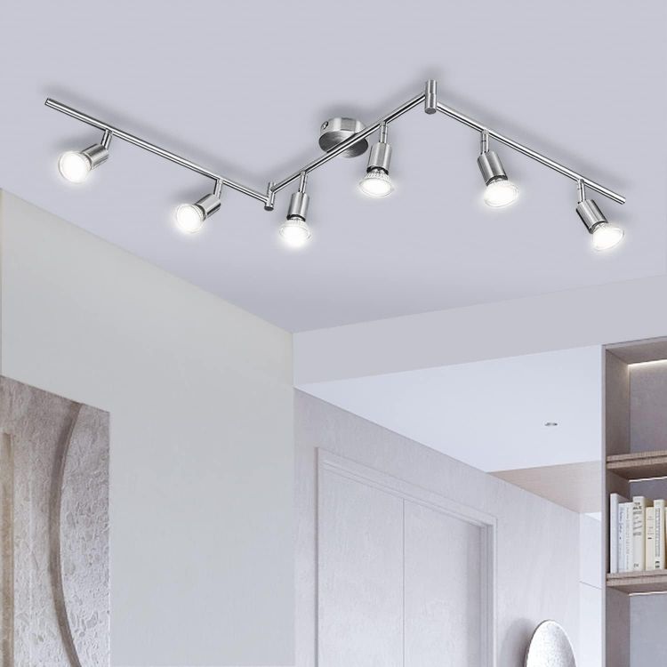 Picture of 6-Way Rotatable LED Ceiling Spotlights – 6W GU10, 550LM, 4000K Natural White, Matte Nickel, Perfect for Living Room, Kitchen, Bedroom, and Hallway