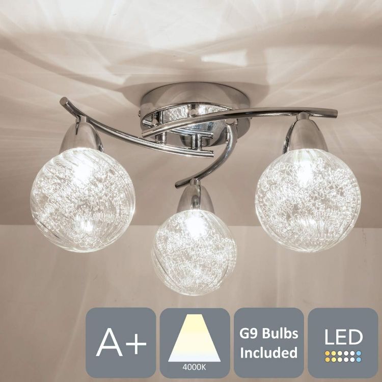 Picture of Stylish 3xG9 LED Semi-Flush Ceiling Light – 12W, Polished Chrome, 4000K Natural White