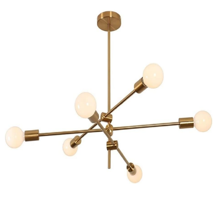 Picture of Modern Chandelier Lighting Semi-recessed Ceiling Lamp – 6-Light Antique Gold Ceiling Fixture for Modern Home Décor