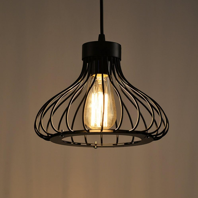 Picture of Industrial Retro Cage Pendant Light – Vintage Rustic Hanging Lamp for Kitchen, Loft, Restaurant & Home Décor