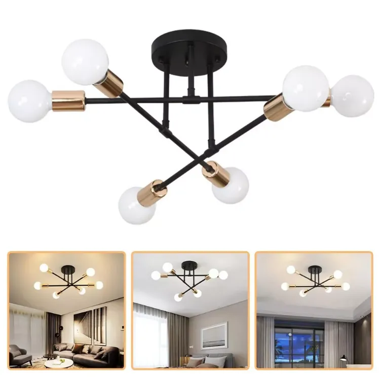 Picture of Modern Ceiling Light Fixtures,Adjustable 6-Light Sputnik E27 Chandelier,Semi-Flush Mount Pendant Lighting Fixtures Plating Finish