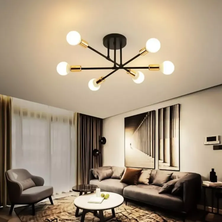 Picture of Modern Ceiling Light Fixtures,Adjustable 6-Light Sputnik E27 Chandelier,Semi-Flush Mount Pendant Lighting Fixtures Plating Finish